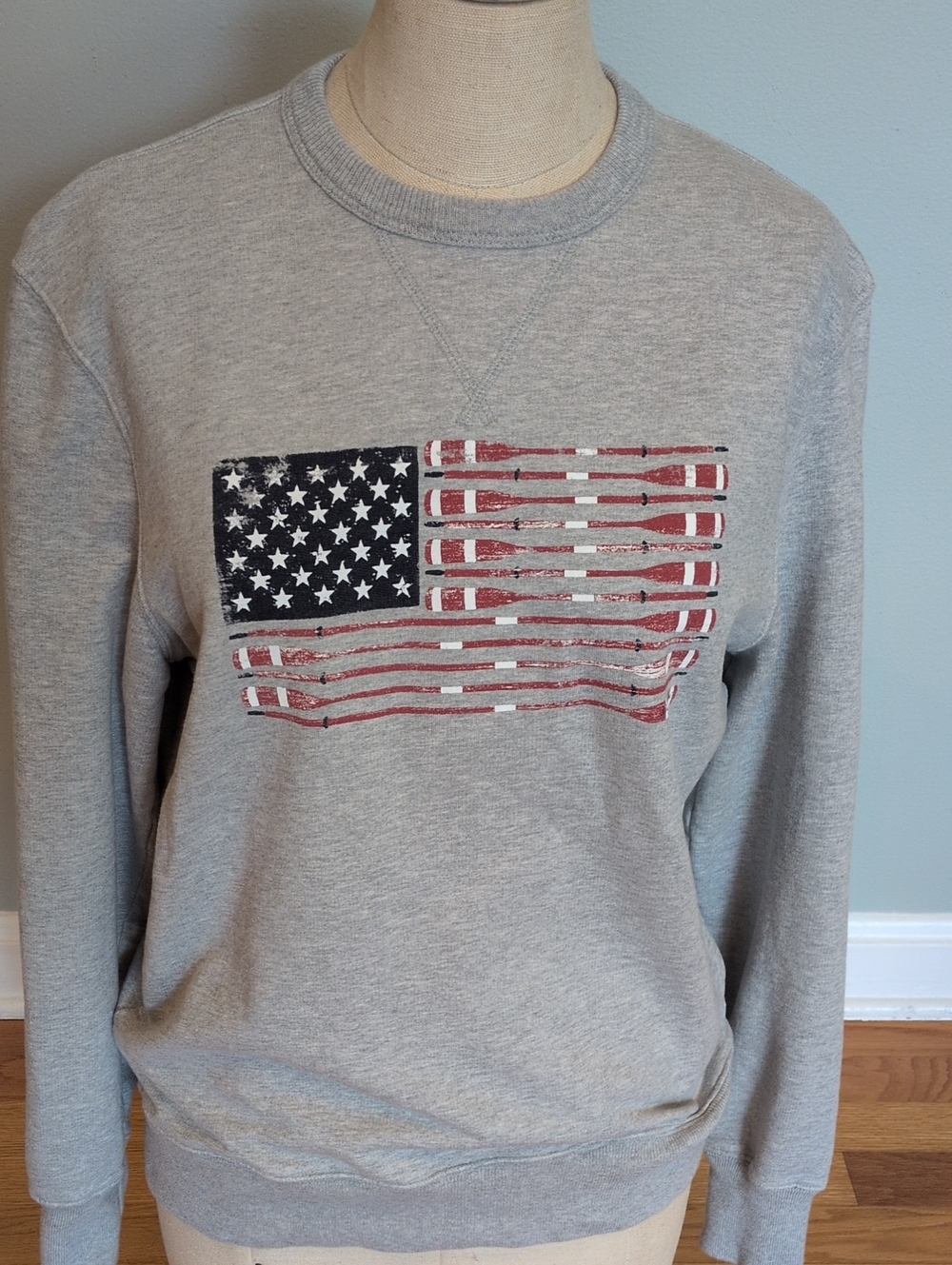 J.Crew Factory Oars American Flag Terry Pullover Sweatshirt Small